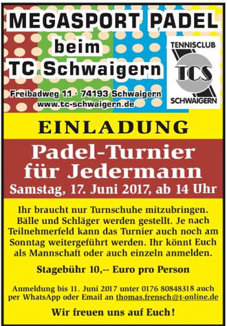 Masterpadel Turnier Juni 2017